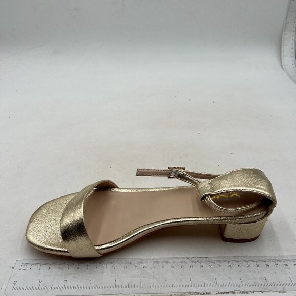 XYD Gold Open Toe Sandals Buckled Low Chunky Heel with Ankle Strap for Shoes - Picture 2 of 8